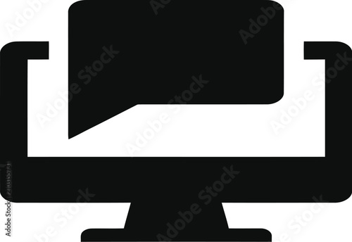 Speech bubble monitor screen vector icon