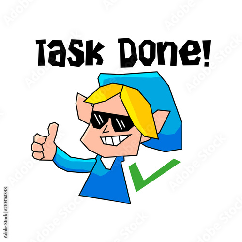 Task Done Hero Sticker | Funny Gamer Achievement Cartoon Character