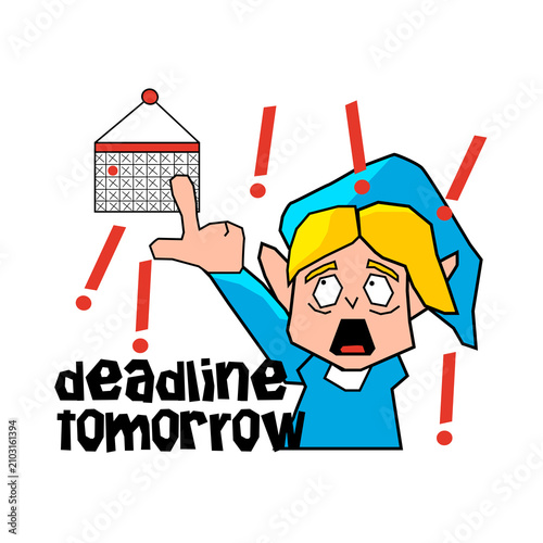 Deadline Tomorrow Hero Sticker | Funny Gamer Panic Cartoon Character
