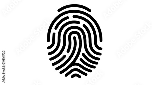 фотографія Minimalist black fingerprint icon on white background, biometric identification