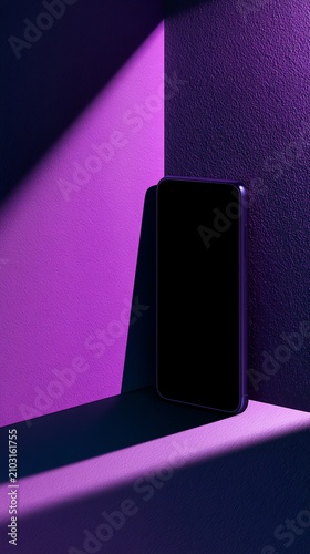 Smartphone against a vibrant purple backdrop.