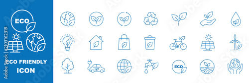 Fotografía Eco friendly outline icon set for sustainable living and environmental conservat