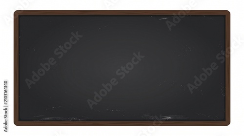 Empty Blackboard with Wooden Frame and Chalk Dust for Back to School Education Concepts