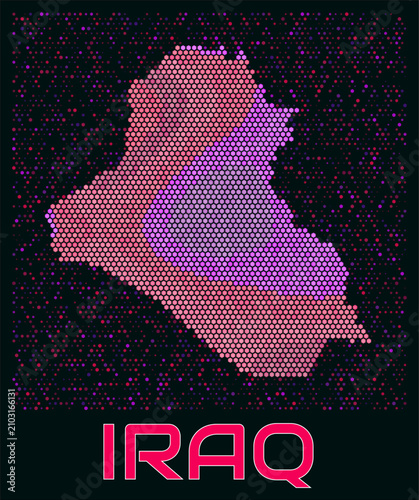 Fotografija Iraq digital style hexagon map