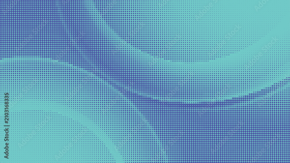 Naklejka premium Soft halftone curve background vector illustration in blue and teal gradient colors now.
