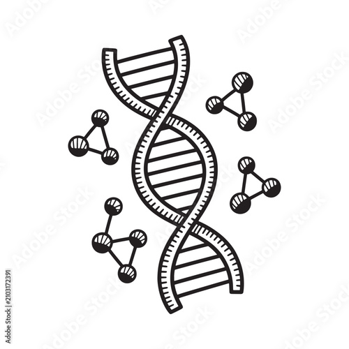 Dna Double Helix And Molecular Structures Black Silhouette Illustration