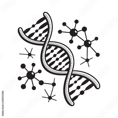 Dna Double Helix And Molecular Structures Black And White Silhouette