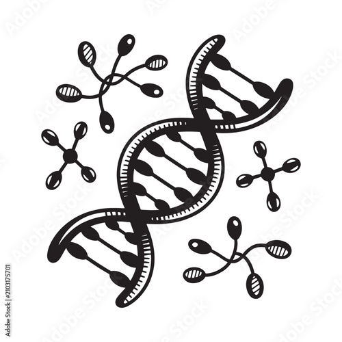 Dna Structure And Atomic Models Black Silhouette Illustration