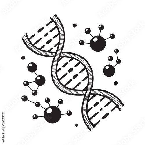 Dna Double Helix And Molecular Structures Black Silhouette Illustration