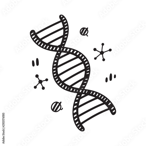 Dna Double Helix Illustration Black And White Sketch Style