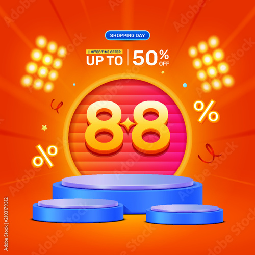 8.8 Mega Shopping Day promo poster template