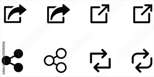 Foto Collection of black share and refresh icons on a white background Keywords: shar