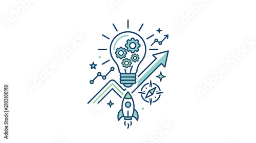 Business growth and innovation strategy icon