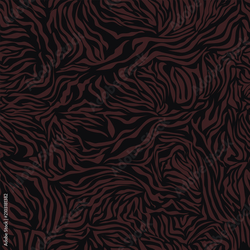 Luxury Abstract Organic Seamless Pattern with Hand Drawn Botanical Flow Lines, Dark Brown Vector Background