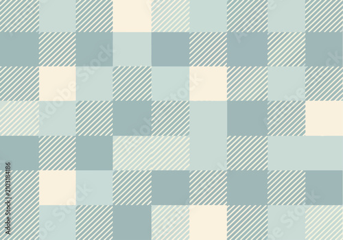Retro geometric checkerboard background with bold striped and solid colorful squares