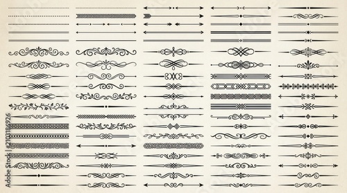 Hand-drawn typographic dividers and section breaks on vintage parchment. Ornate calligraphy separators for certificates, diplomas, and formal docum...