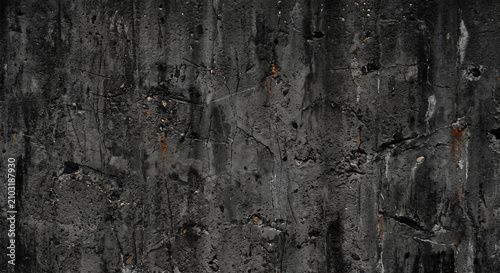 Black Concrete Texture Dark weathered concrete wall with authentic scratches, industrial grunge texture, realistic rough cement surface, seamless high resolution background