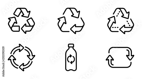 Bild auf Leinwand Recycling Icons Set, Sustainable Symbols, Eco-Friendly Vector Graphics, Circular