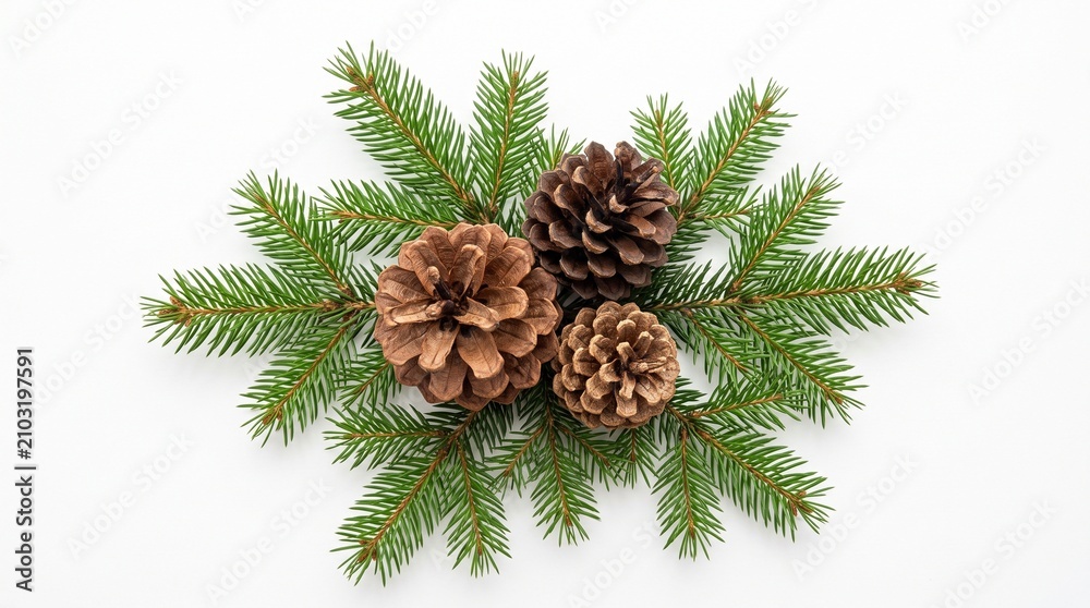 Fototapeta premium Festive christmas arrangement pine branches and pinecones for holiday decor
