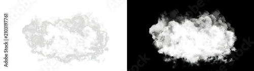 Fotografie White smoke cloud puffing outward in a fluffy explosion with realistic billowing