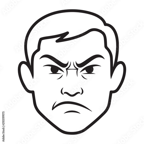 Konstfotografi Angry man face vector illustration with furrowed brows and frowning mouth for em