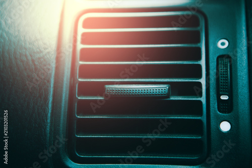 Bild auf Leinwand Air conditioner in modern car. Close up of air conditioner.