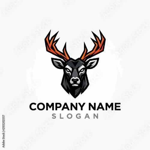 Modern deer head logo mascot with stylized antlers for sports or business branding business strength stylized illustration identity aggressive competitive wildlife branding marketing