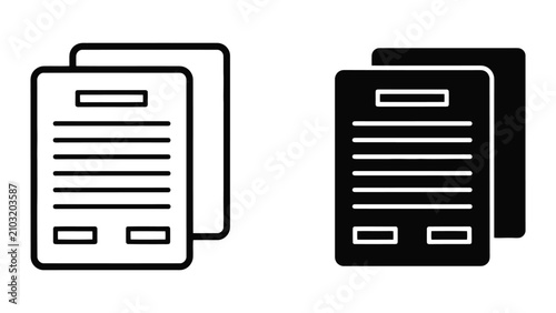 Φωτογραφία Copying document files represented as a minimalist vector icon set in outline an