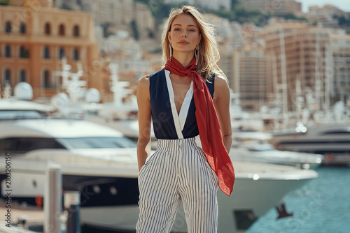 selective focus standing by yachts with breezy summer atmosphere