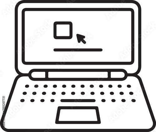 Laptop with login screen and cursor click