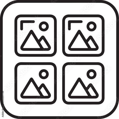 Flat design camera icons with mountain silhouette