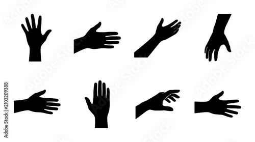 Tableau sur toile Silhouette Hand Gestures Collection, Human Body Part Icons, Vector Art for Commu