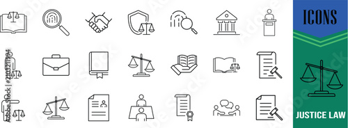 Schilderij op canvas Legal justice law vector icons