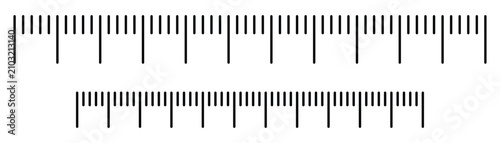 Measuring scale vector, icon set. Simple length measurement height, math, distance, sewing. Set of markings ruler scale vector illustration on white background.