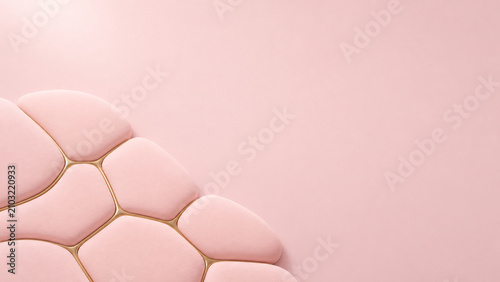 Pink Cellular Forms with Gold Repair Skincare Background