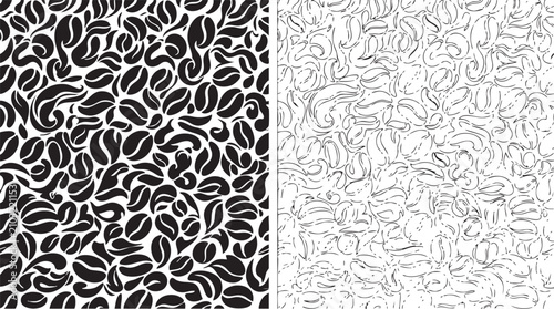 Bild auf Leinwand coffee beans in black vector silhouette with line art pair icon