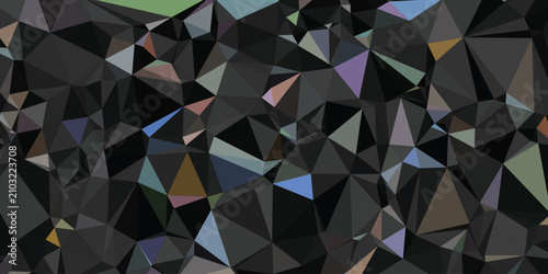 Fényképezés Dark low poly geometric background, abstract black crystalline mosaic vector, ch