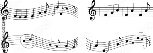 Quadro su tela Musical Notation Staffs with Notes and Rests vector