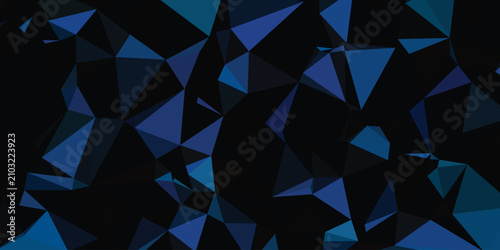 Картината върху платно Abstract low poly background with blue triangles, dark geometric mosaic vector,