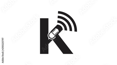 Fotografie Letter k combined with microphone silhouette lettering