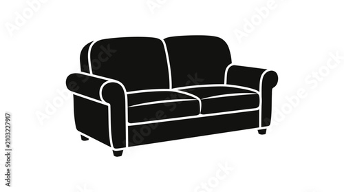 Cuadro en lienzo Two seater sofa silhouette against a white background silhouette