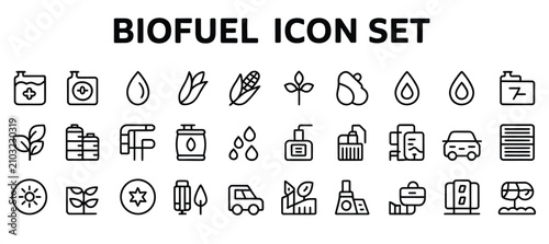 Foto Biofuel icon set featuring various nature and energy symbols related to renewabl