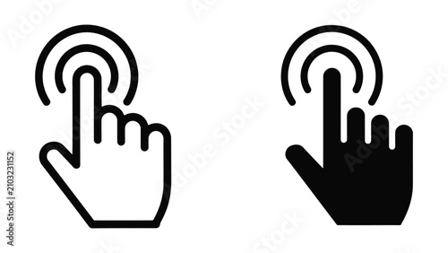 Hand Clicking Wireless Signal Icon Vector Illustration Line Art Technology Concept