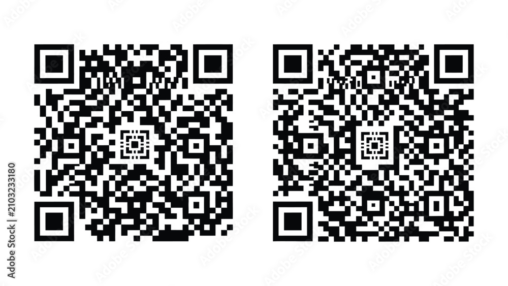 Fototapeta premium Three black and white qr codes displaying data matrix patterns on a white background with arranged grid