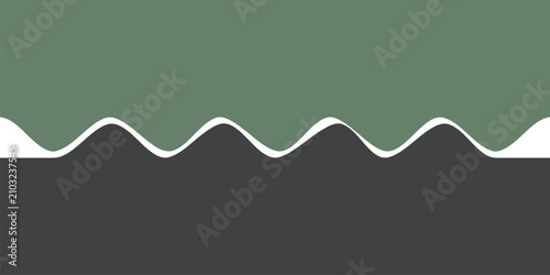 Konstfotografi Minimalist background, with a horizontal, wavy white line, separating a sage, gr
