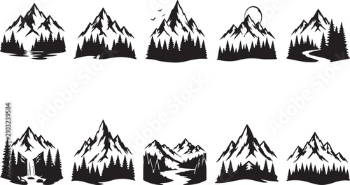 Foto Mountain Silhouettes Vector Pack