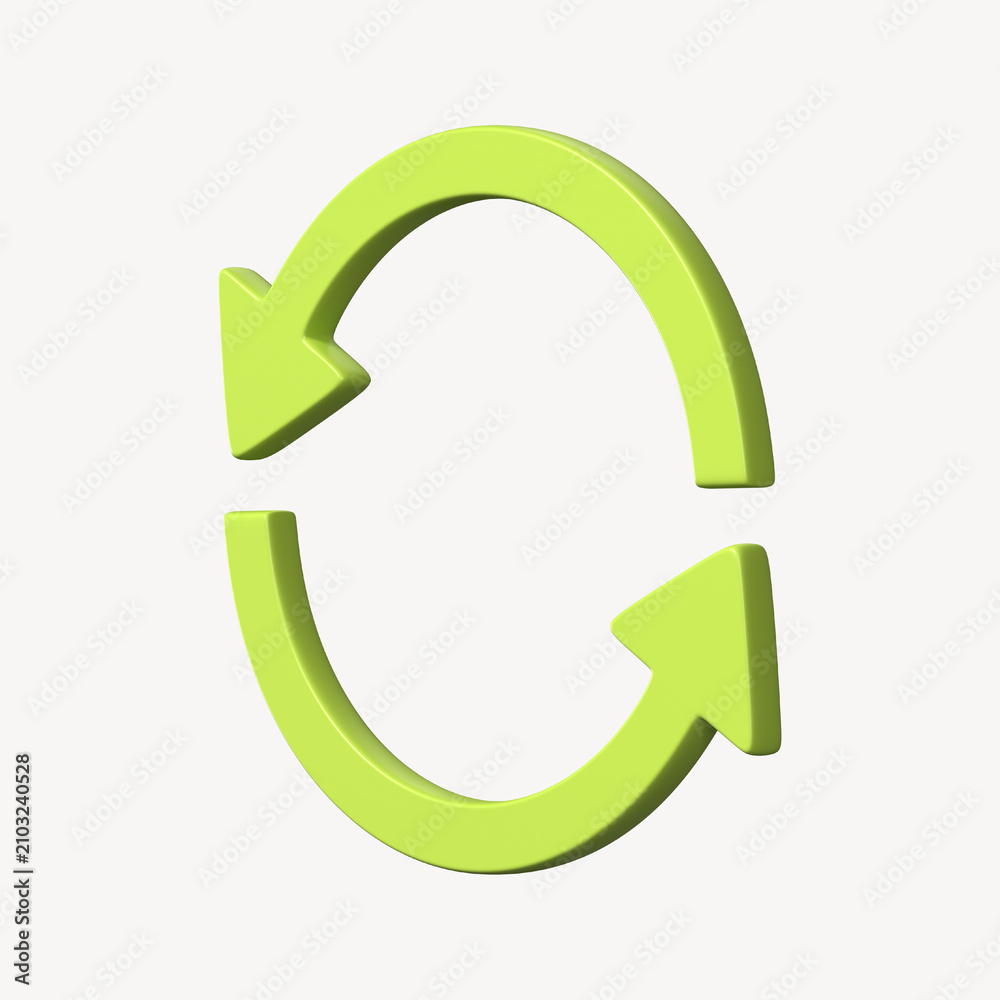 Obraz premium 3D green reverse arrow icon