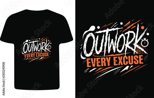 Outwork typography with brushstroke effect motivational graphic design