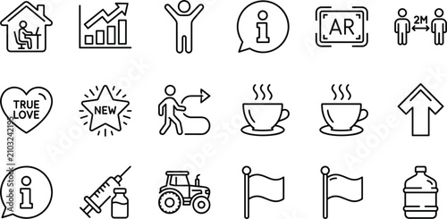Bild auf Leinwand Modern lifestyle social concepts and business progression linear web icons bundl
