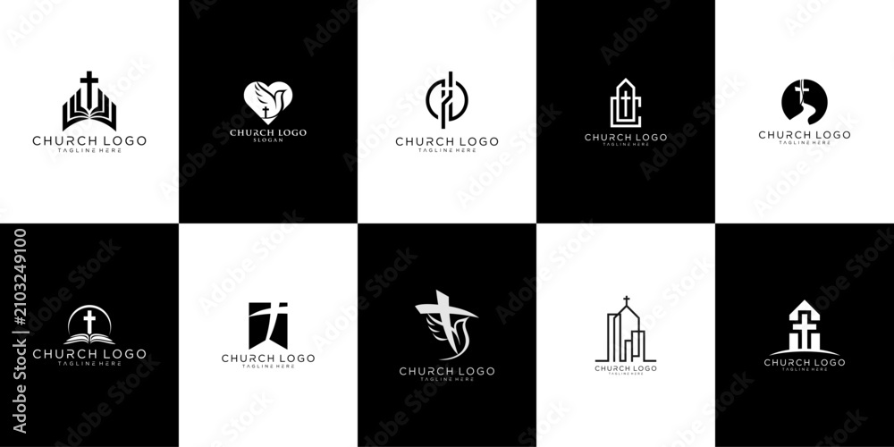 Obraz premium Collection of Church and Christian Logos.
